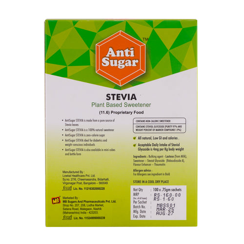Anti Sugar Stevia - 100 Sachets .